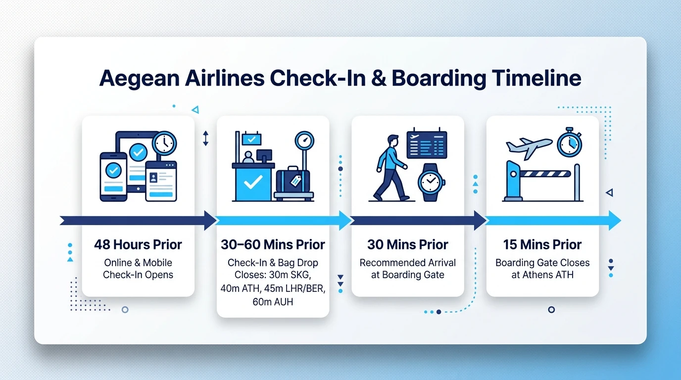 Aegean Airlines Check-In & Boarding Timeline