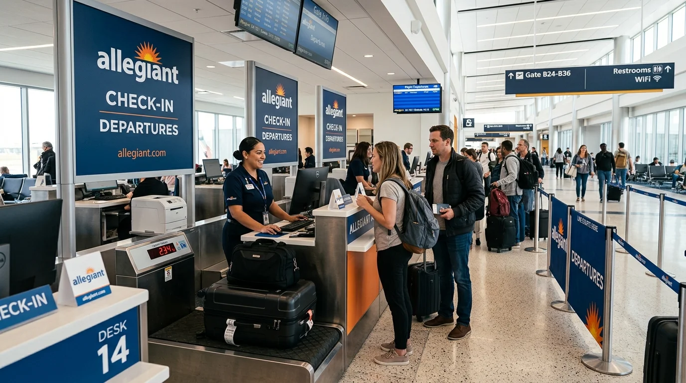 Allegiant Air airport ticket counter and baggage check-in area