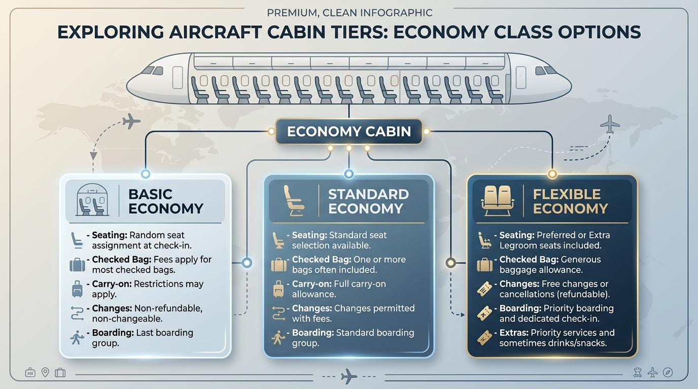 Diagram explaining Basic Economy as a fare option within the Economy cabin