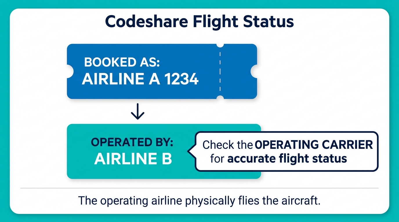 How to identify the operating airline when checking a codeshare flight status