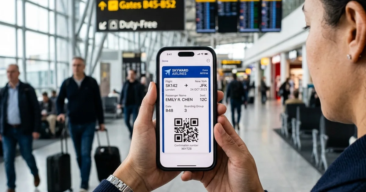 Finnair mobile app check-in and digital boarding pass on a smartphone