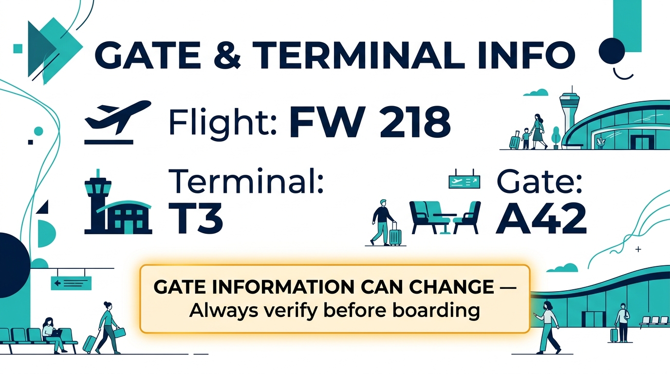 Checking flight gate and terminal information online before departure