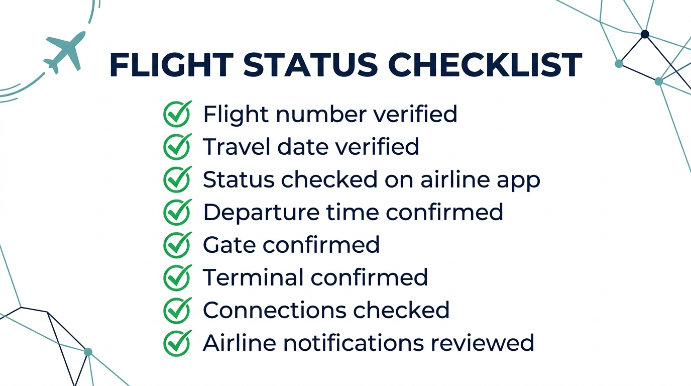 Flight status checklist to review before leaving for the airport