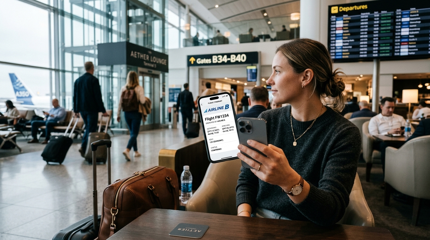 Example flight itinerary showing an operating airline on a codeshare booking
