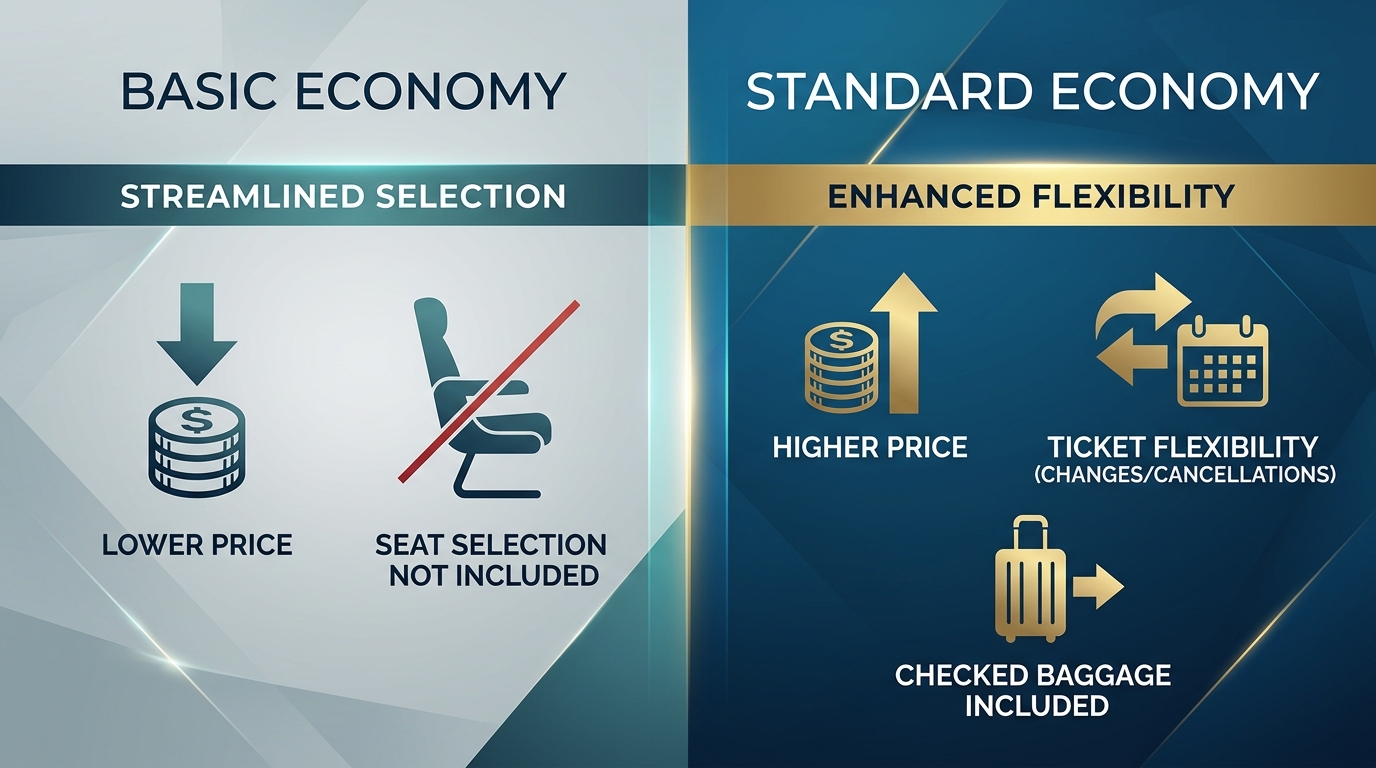 Decision guide for choosing between Basic Economy and Economy