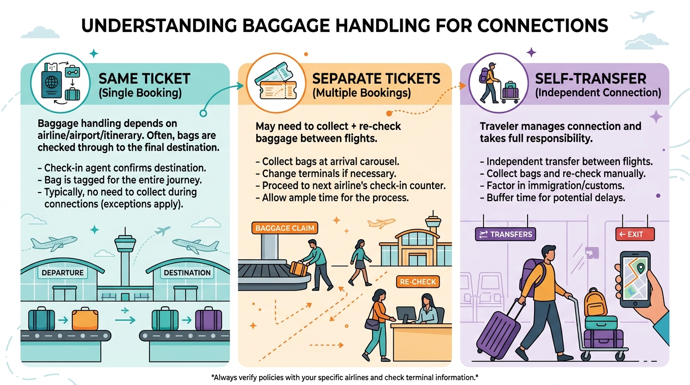 How baggage handling can differ during stopovers and flight connections