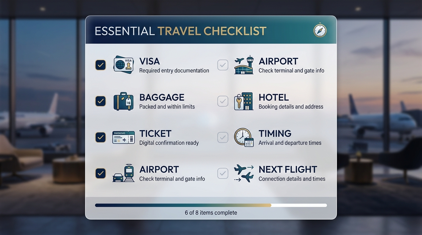 Checklist for planning a stopover flight