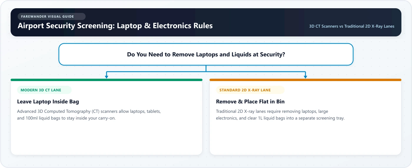 Airport Security Screening: Laptop & Electronics Rules (3D CT vs 2D X-Ray)