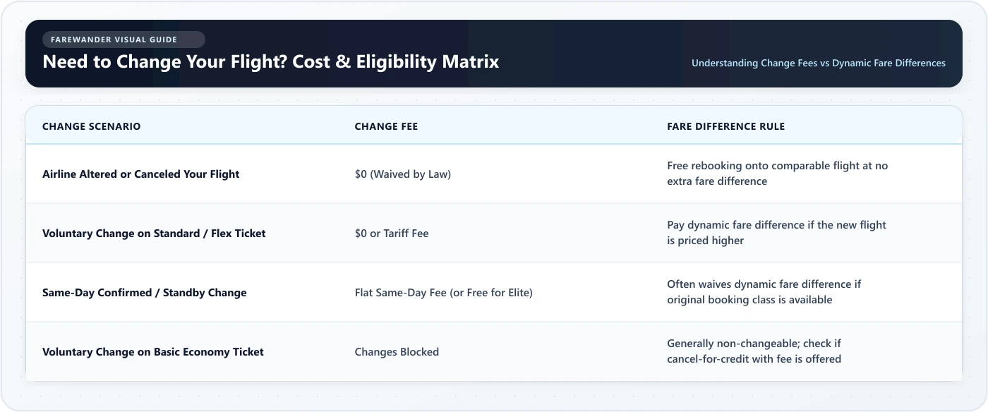 Need to Change Your Flight? Cost & Eligibility Matrix